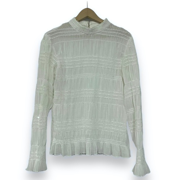 Keepsake The Label Naive High Neck Blouse in Ivory White Chiffon Sparkle - Picture 4 of 17